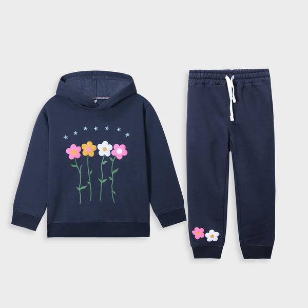Premium Quality"Cotton Fleece"Fllowers Printed"Track Suit For Kids