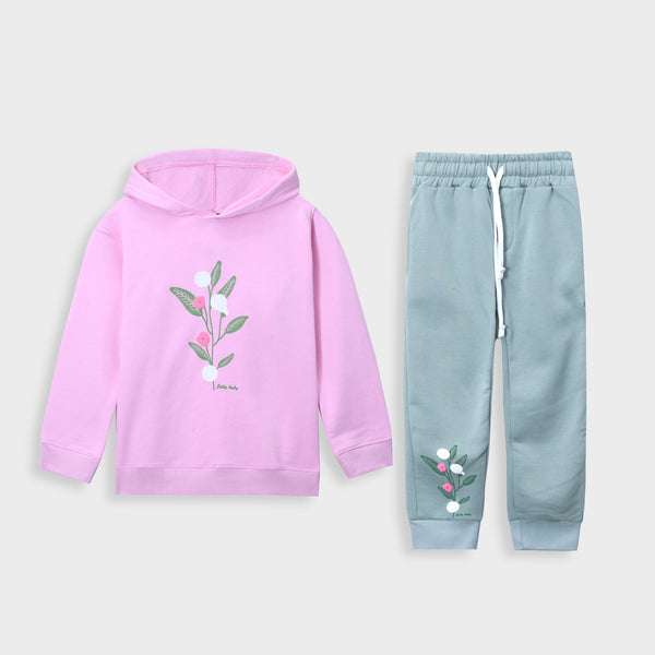 Premium Quality"Cotton Fleece"Fllower Printed"Track Suit For Kids